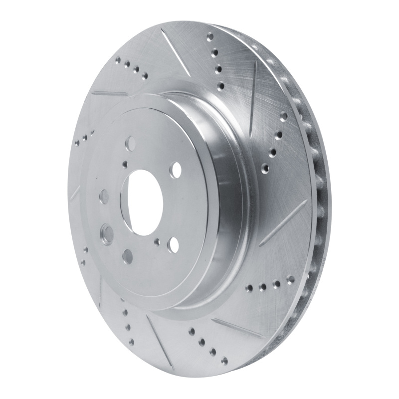 Lexus GS F Brake Rotor (1) - Right Rear - R1 Concepts - Drilled & Slotted - Silver - `15-`22